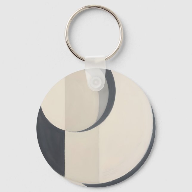 Minimalistisk Svart Vita Cirklar Konst Nyckelring (Framsida)