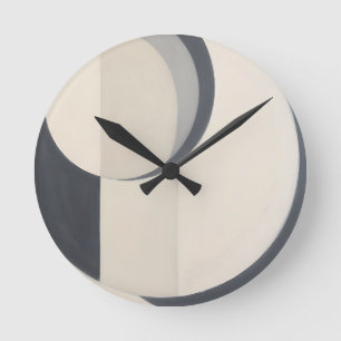 Minimalistisk Svart Vita Cirklar Konst Rund Klocka