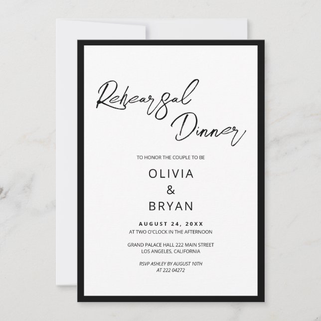 Minimalistisk svartskriptrepetition inbjudningar (Framsida)