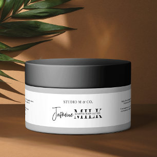 Minimalistisk svartvit 4 OZ kroppsprodukt Burk Etikettband