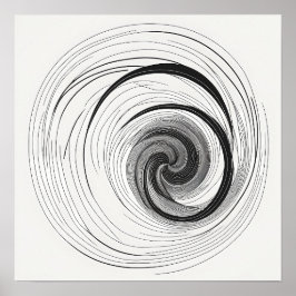 Minimalistisk svartvit Abstrakt Vortex Poster