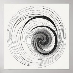 Minimalistisk svartvit Abstrakt Vortex Poster