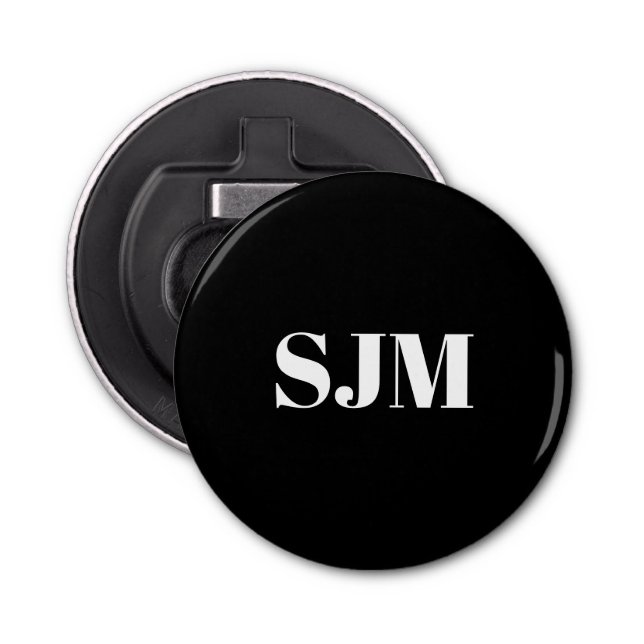 Minimalistisk svartvit Anpassningsbar monogram ini Flasköppnare (Framsidan)