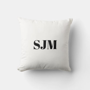 Minimalistisk svartvit Anpassningsbar monogram ini Kudde