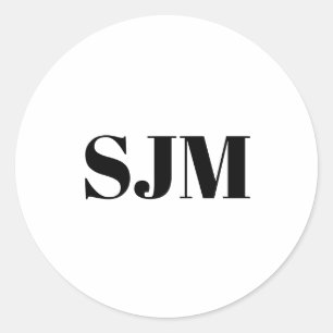 Minimalistisk svartvit Anpassningsbar monogram ini Runt Klistermärke