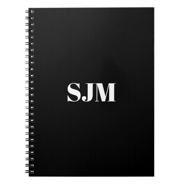 Minimalistisk svartvit Anpassningsbar, monogram na Anteckningsbok (Framsidan)