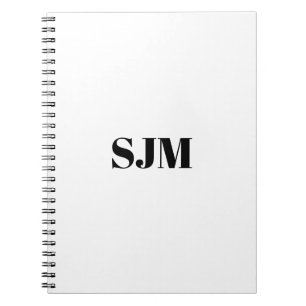 Minimalistisk svartvit Anpassningsbar, monogram na Anteckningsbok