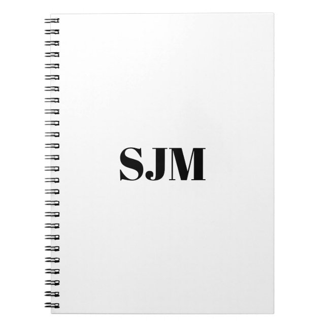 Minimalistisk svartvit Anpassningsbar, monogram na Anteckningsbok (Framsidan)