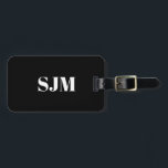 Minimalistisk svartvit Anpassningsbar, monogram na Bagagebricka<br><div class="desc">Minimalistisk elegant,  svart- och vit Anpassningsbar,  monogram initialer namn Luggage Tag</div>