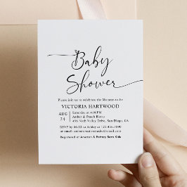 Minimalistisk svartvit babyskare inbjudningar