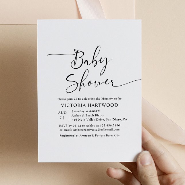 Minimalistisk svartvit babyskare inbjudningar (Skapare uppladdad)