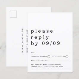 Minimalistisk svartvit Bröllop OSA av typografi Vykort