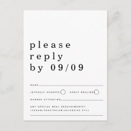 Minimalistisk svartvit Bröllop OSA av typografi Vykort