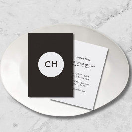 Minimalistisk svartvit cirkel med Elegant Visitkort