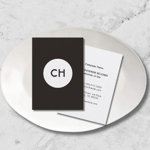 Minimalistisk svartvit cirkel med Elegant Visitkort