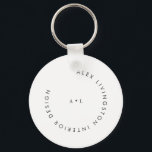 Minimalistisk svartvit cirkel, Monogram Logotyp Nyckelring<br><div class="desc">Minimalistisk,  modern kretsmonogram - nyckelkedja för svart och vit Logotyp för företag</div>