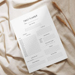 Minimalistisk svartvit daglig plan anteckningsblock<br><div class="desc">Håll dig organiserad i stil med det här minimalistiska anteckningsblocket för svartvit dagsplanering. Spåra dina uppgifter,  vatten intag,  måltider,  motion och ekonomi utan problem.</div>