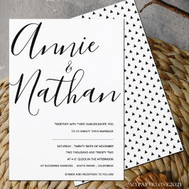 Minimalistisk svartvit Elegant-cute-skript Bröllop