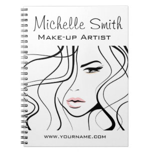 Minimalistisk svartvit Elegant, feminin makeup Anteckningsbok Med Spiral