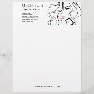 Minimalistisk svartvit Elegant, feminin makeup Brevhuvud