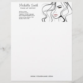 Minimalistisk svartvit Elegant, feminin makeup Brevhuvud