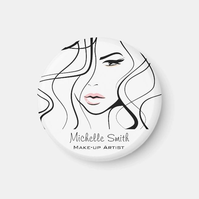 Minimalistisk svartvit Elegant, feminin makeup Magnet (Framsidan)