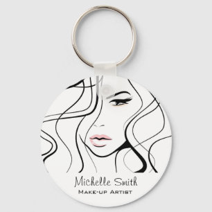 Minimalistisk svartvit Elegant, feminin makeup Nyckelring