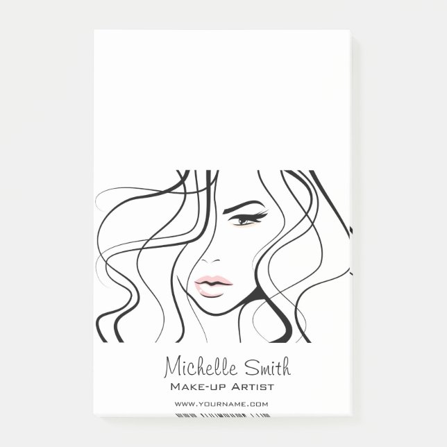 Minimalistisk svartvit Elegant, feminin makeup Post-it Block (Framsida)