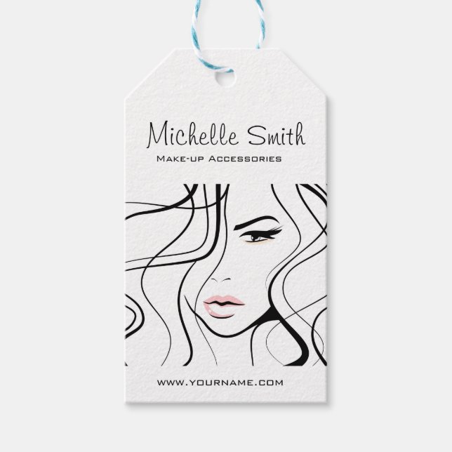 Minimalistisk svartvit Elegant, feminin makeup Presentetikett (Framsidan)