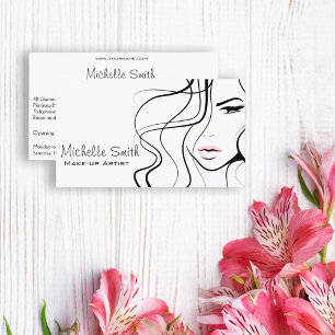 Minimalistisk svartvit Elegant, feminin makeup Visitkort