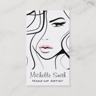 Minimalistisk svartvit Elegant, feminin makeup Visitkort