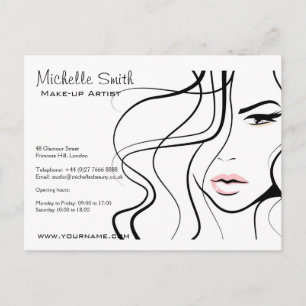 Minimalistisk svartvit Elegant, feminin makeup Vykort