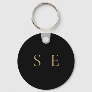 Minimalistisk svartvit Elegant i Guld Nyckelring