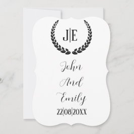 Minimalistisk svartvit elegant i monogram spara datumet