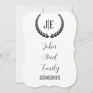 Minimalistisk svartvit elegant i monogram spara datumet