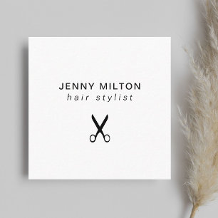 Minimalistisk svartvit Elegant-sax, hairstylist Fyrkantigt Visitkort