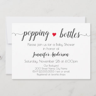 Minimalistisk svartvit inbjudan till babyskor