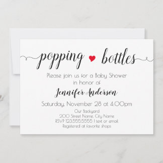 Minimalistisk svartvit inbjudan till babyskor