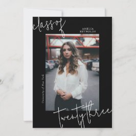 Minimalistisk svartvit klass 2024 Studenten Inbjudningar