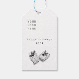 Minimalistisk svartvit konst Teckning Julafton Pre Presentetikett