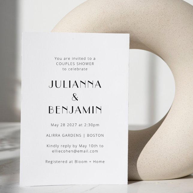 Minimalistisk svartvit konsthandbok för Par Inbjudningar (Skapare uppladdad)