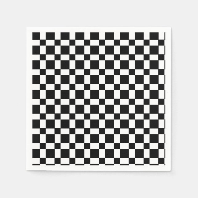 Minimalistisk svartvit kontroll mönster pappersservett (Framsidan)