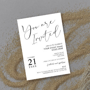 Minimalistisk svartvit Logotyp Business Party Inbjudningar