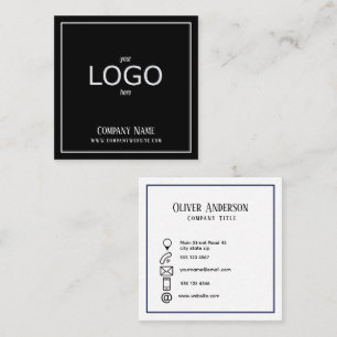 Minimalistisk svartvit Logotyp Fyrkantigt Visitkort