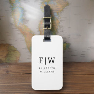 Minimalistisk svartvit modern monogram bagagebricka