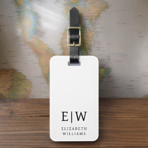 Minimalistisk svartvit modern monogram bagagebricka