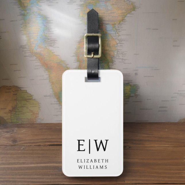 Minimalistisk svartvit modern monogram bagagebricka (Skapare uppladdad)