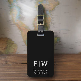 Minimalistisk svartvit modern monogram bagagebricka