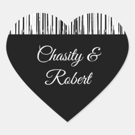 Minimalistisk svartvit modern Rand-Elegant Hjärtformat Klistermärke