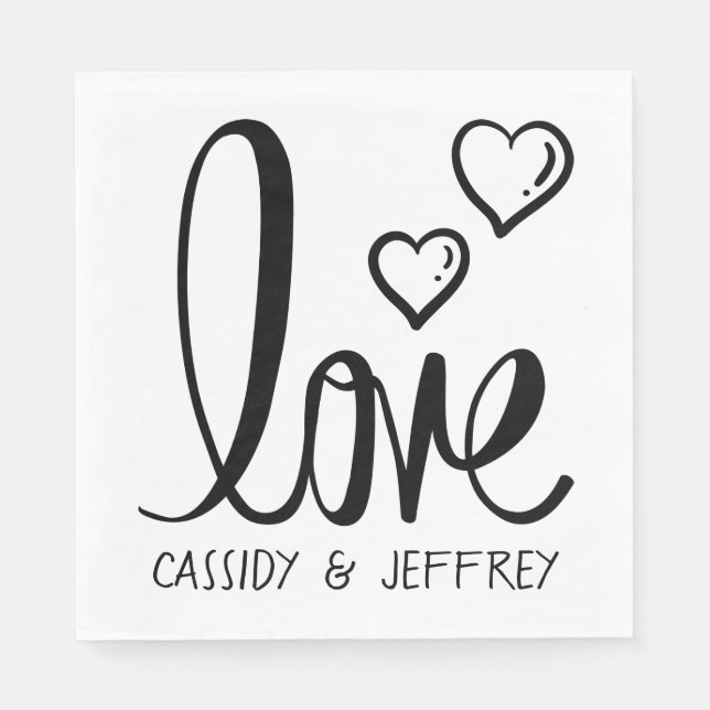 Minimalistisk svartvit Möhippa av Bröllop Kärlek Pappersservett (Framsidan)